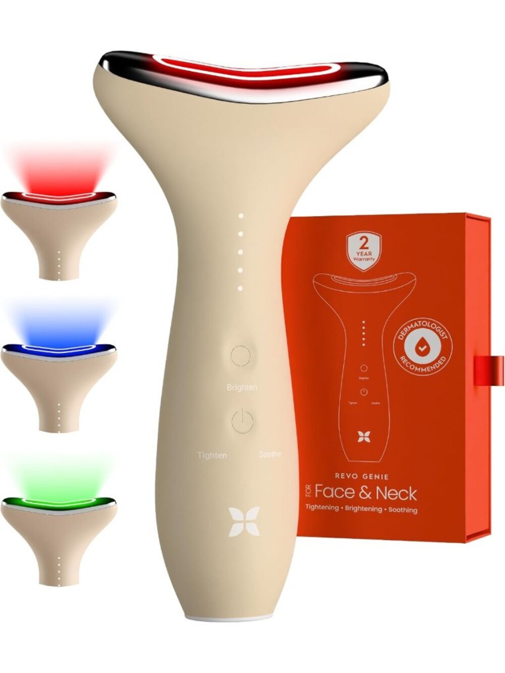 LED Facial Massager & Neck Sculpting Tool - Heat, Vibration, Depuffing, 3 Light